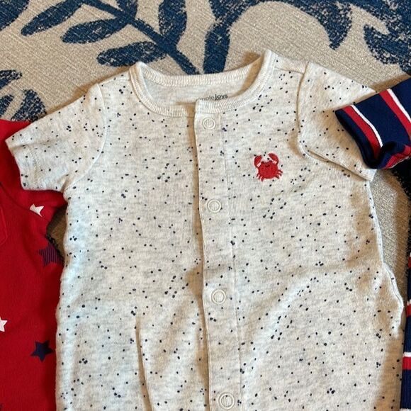 NWOT Set of 3 Simple Joys by Carter's Baby Boys' Snap-Up Rompers Newborn - Picture 4 of 5
